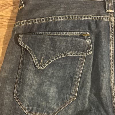 Ed Hardy Men’s Flap Pocket Jeans Blue Denim 38x32 Missing Back Pocket Buttons - Thumbnail 6
