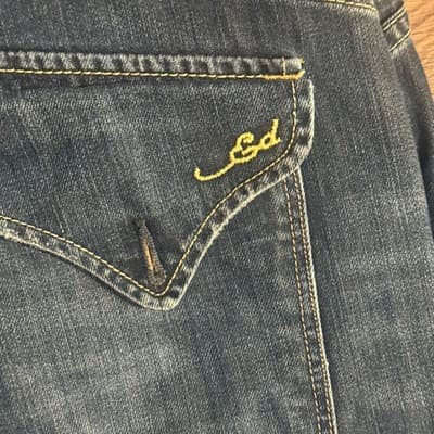 Ed Hardy Men’s Flap Pocket Jeans Blue Denim 38x32 Missing Back Pocket Buttons - Thumbnail 10