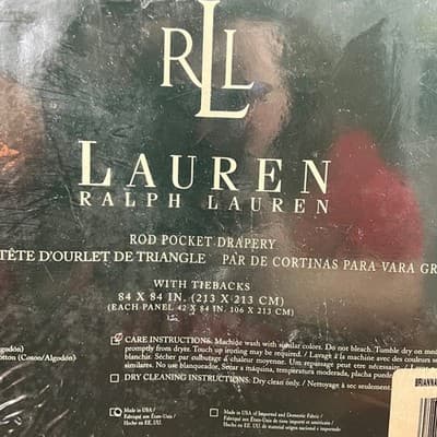 Vtg Ralph Lauren Brianna Paisley Blue Green Drapes Curtains 84x84 NEW NOS - Thumbnail 3