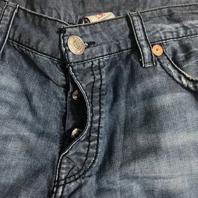 True Religion Mens Section Surf Denim Board Shorts Dark Wash Size 40 - Thumbnail 5