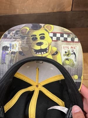 Five Nights at Freddy’s Unisex Snapback Hat Black White Adjustable - Thumbnail 6