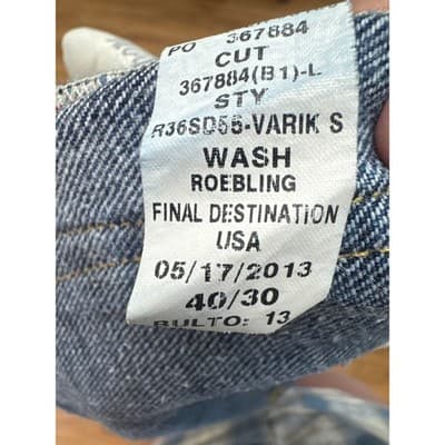 Polo Ralph Lauren Varik Slim Jeans Mens 40x30 Dark Indigo Roebling Wash Distress - Thumbnail 5