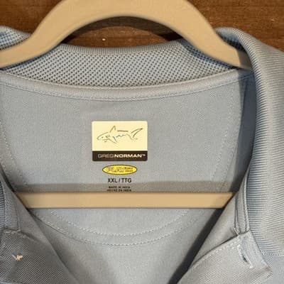 Greg Norman Golf Polo Shirt Play Dry Light Blue Size XXL - Thumbnail 2