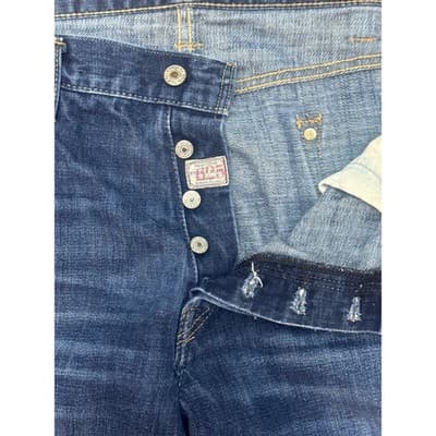 Polo Ralph Lauren Varik Slim Jeans Mens 40x30 Dark Indigo Roebling Wash Distress - Thumbnail 3