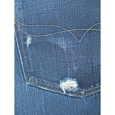 Polo Ralph Lauren Varik Slim Jeans Mens 40x30 Dark Indigo Roebling Wash Distress - Thumbnail 8