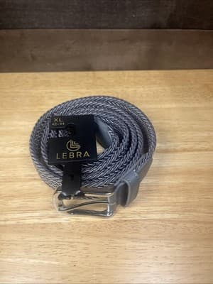 Lebra Men’s Stretch Web Belt Gray Size XL 42-44 – New With Tags