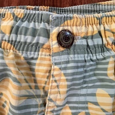 Tommy Bahama Tropical Stripe Swim Trunks Green Yellow 5in Inseam Mens Size Large - Thumbnail 3
