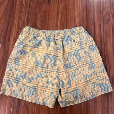 Tommy Bahama Tropical Stripe Swim Trunks Green Yellow 5in Inseam Mens Size Large - Thumbnail 4