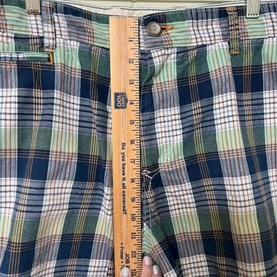 Tommy Bahama Plaid Golf Shorts Blue Green White Cotton Flat Front Mens Size 38 - Thumbnail 7