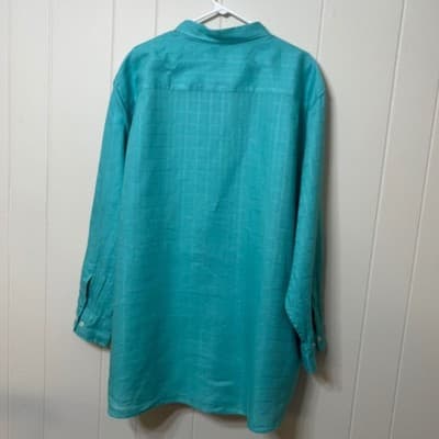 Tommy Bahama 100% Linen Long Sleeve Button Down Turquoise Teal Vacation Mens 3XL - Thumbnail 11