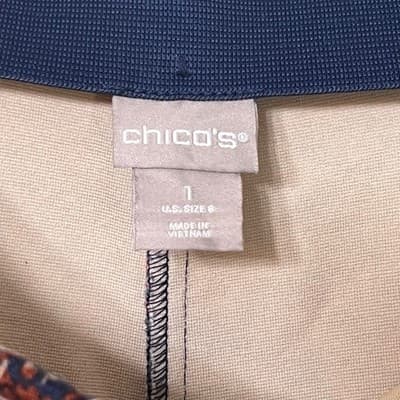 Chicos Brigitte So Slimming Paisley Pull On Ankle Pants Navy Rust Size 1 US 8 - Thumbnail 2