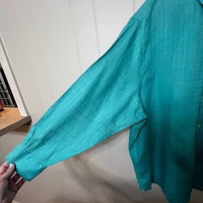 Tommy Bahama 100% Linen Long Sleeve Button Down Turquoise Teal Vacation Mens 3XL - Thumbnail 7
