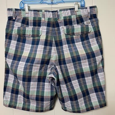 Tommy Bahama Plaid Golf Shorts Blue Green White Cotton Flat Front Mens Size 38 - Thumbnail 10