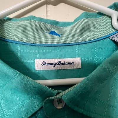 Tommy Bahama 100% Linen Long Sleeve Button Down Turquoise Teal Vacation Mens 3XL - Thumbnail 5
