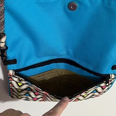 KAVU Keeper Crossbody Bag Blue Geometric Chevron Canvas Rope Strap Organizer - Thumbnail 6