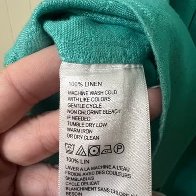 Tommy Bahama 100% Linen Long Sleeve Button Down Turquoise Teal Vacation Mens 3XL - Thumbnail 8