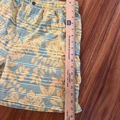 Tommy Bahama Tropical Stripe Swim Trunks Green Yellow 5in Inseam Mens Size Large - Thumbnail 11