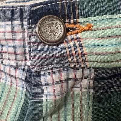 Tommy Bahama Plaid Golf Shorts Blue Green White Cotton Flat Front Mens Size 38 - Thumbnail 3