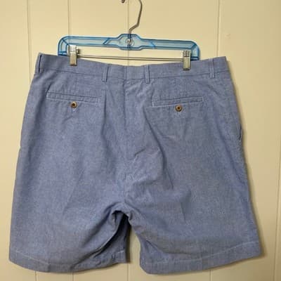 Louis Raphael Rosso Red Blue Cotton Oxford Flat Front Shorts Mens Size 38 - Thumbnail 3
