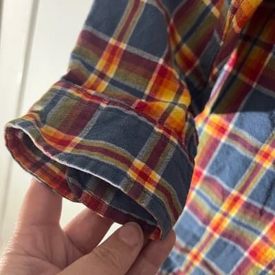Ralph Lauren Blake Men Plaid Button Down Shirt Blue Orange Long Sleeve Cotton XL - Thumbnail 5