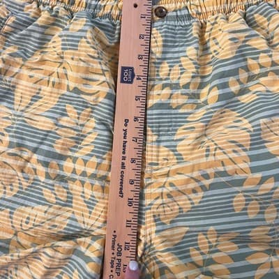 Tommy Bahama Tropical Stripe Swim Trunks Green Yellow 5in Inseam Mens Size Large - Thumbnail 9