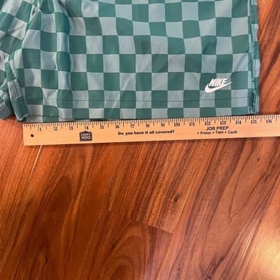 Nike Club Flow Checkered Shorts Green Nylon Athletic Streetwear Men's 2XL - Thumbnail 11