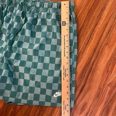 Nike Club Flow Checkered Shorts Green Nylon Athletic Streetwear Men's 2XL - Thumbnail 12