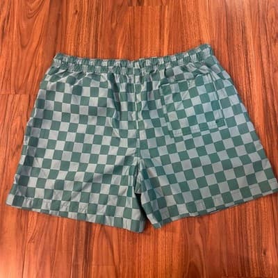 Nike Club Flow Checkered Shorts Green Nylon Athletic Streetwear Men's 2XL - Thumbnail 4