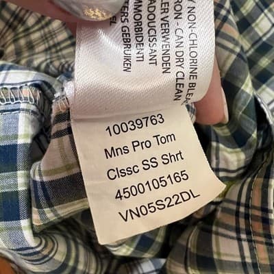 Ariat Pro Series Short Sleeve Button Down Shirt Plaid Green Navy White Mens XL - Thumbnail 10