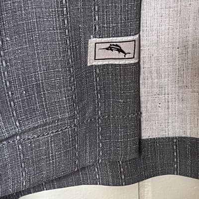 Tommy Bahama Silk Hawaiian Camp Shirt Grey Palm Leaf Floral Button Down Mens 3XL - Thumbnail 4