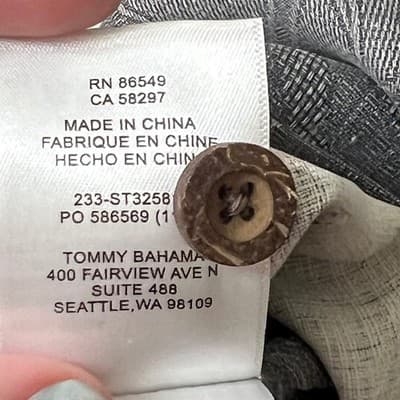 Tommy Bahama Silk Hawaiian Camp Shirt Grey Palm Leaf Floral Button Down Mens 3XL - Thumbnail 9