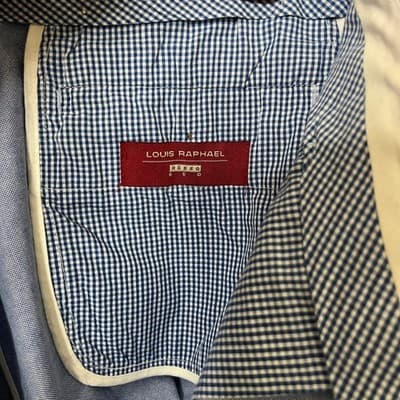 Louis Raphael Rosso Red Blue Cotton Oxford Flat Front Shorts Mens Size 38 - Thumbnail 4