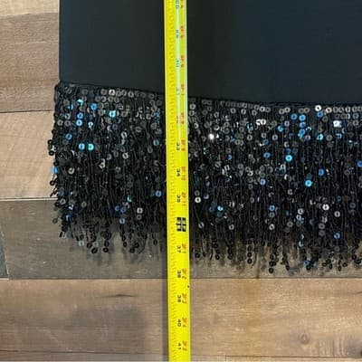 Kate Spade New York Black Sequin Fringe Shift Dress Womens Size 12 - Thumbnail 4