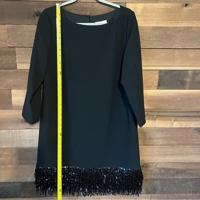 Kate Spade New York Black Sequin Fringe Shift Dress Womens Size 12 - Thumbnail 3