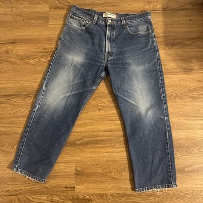 Levi’s 505 Regular Fit Straight Leg Jeans Men’s Blue Distressed 38x32