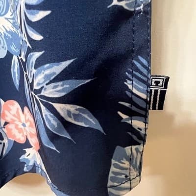 Chaps Everyday Performance Tropical Floral Button Down Shirt Navy Men's Large - Thumbnail 4