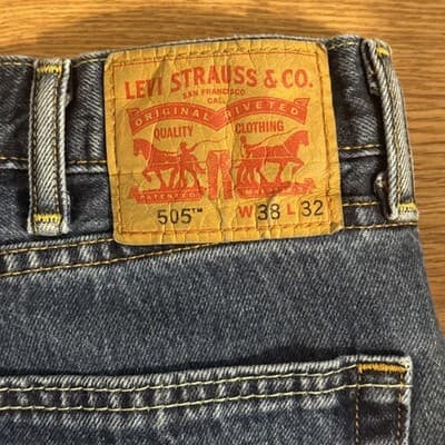 Levi’s 505 Regular Fit Straight Leg Jeans Men’s Blue Denim 38x32 - Thumbnail 5