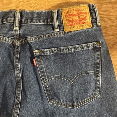 Levi’s 505 Regular Fit Straight Leg Jeans Men’s Blue Denim 38x32 - Thumbnail 4