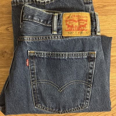 Levi’s 505 Regular Fit Straight Leg Jeans Men’s Blue Denim 38x32 - Thumbnail 2