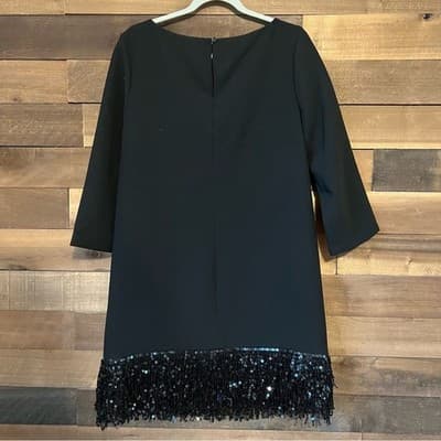 Kate Spade New York Black Sequin Fringe Shift Dress Womens Size 12 - Thumbnail 13