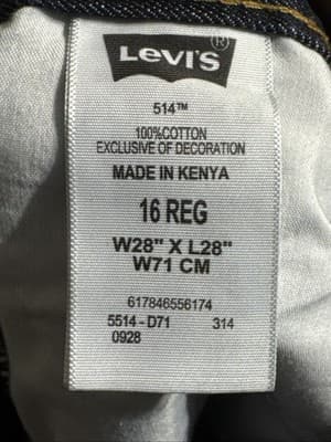 Levi’s 514 Boys / Youth Straight Leg Jeans Youth Size 16 Regular (28x28) - Thumbnail 5