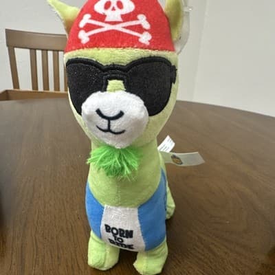 Born to Ride" Plush Lama Toy Featuring a Pirate Bandana ,Sunglasses & Beard 8”