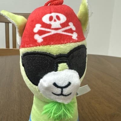 Born to Ride" Plush Lama Toy Featuring a Pirate Bandana ,Sunglasses & Beard 8” - Thumbnail 5