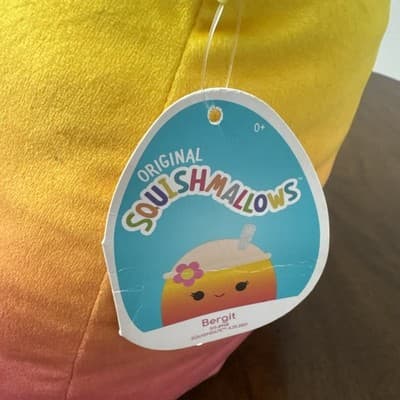 Squishmallow Bergit 16" Boba Tea Plush Stuffed Animal Pink Yellow Ombre 2022 - Thumbnail 2