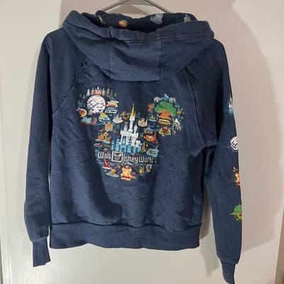 Walt Disney World Parks Mickey Mouse Attractions Navy Zip Ladies Hoodie Small - Thumbnail 4