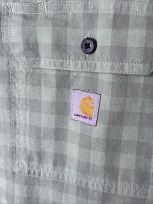 Carhartt Men's L Tall Large Tall Loose Fit Plaid Short Sleeve Shirt Green - Thumbnail 2