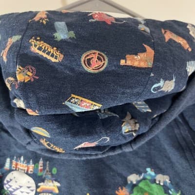 Walt Disney World Parks Mickey Mouse Attractions Navy Zip Ladies Hoodie Small - Thumbnail 3