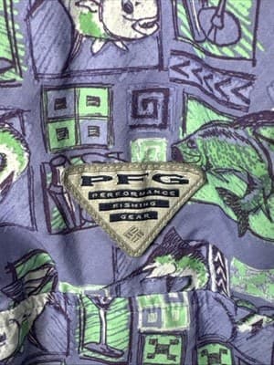Columbia PFG Men's XS Short Sleeve Fishing Shirt Purple Green Fish Martini Print - Thumbnail 6