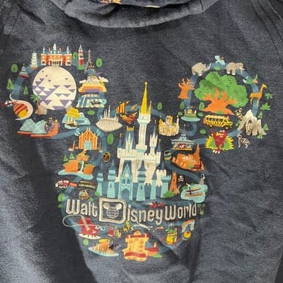 Walt Disney World Parks Mickey Mouse Attractions Navy Zip Ladies Hoodie Small - Thumbnail 12