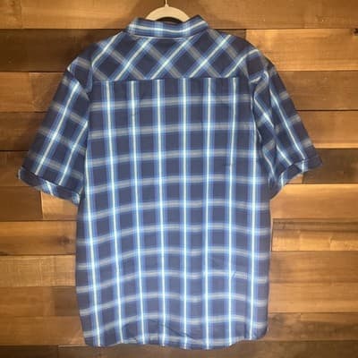 Blac Lacquer Men’s Button Up Shirt Blue Plaid Short Sleeve Size 3XL - Thumbnail 2